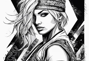 Blonde female martial artist tattoo idea