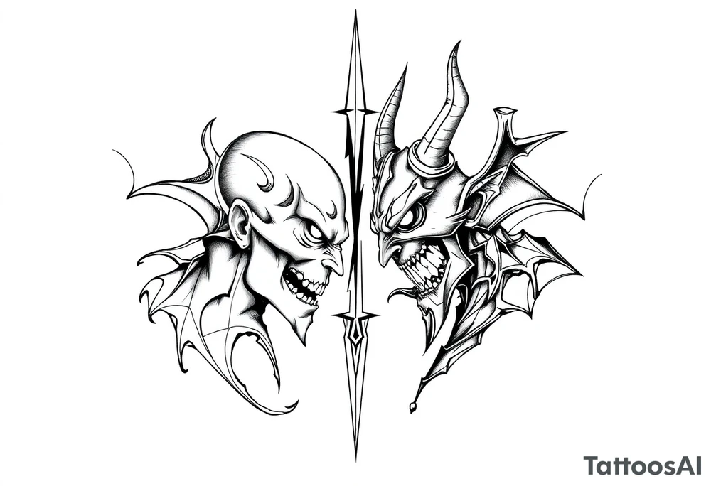 good vs evil tattoo idea