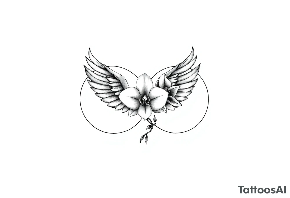 infinity loop with wings inside and an orchid tattoo idea