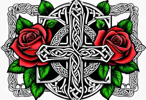 Celtic cross impaled by a rose tattoo idea