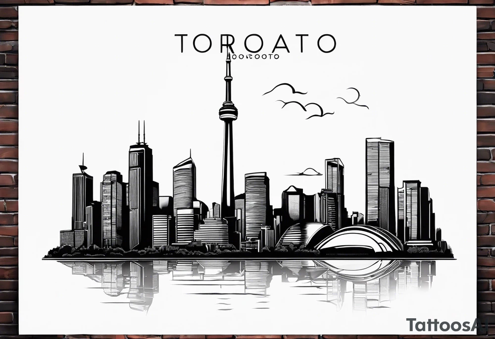 The skyline of Toronto and the reflection is a skyline of Bogotá tattoo idea