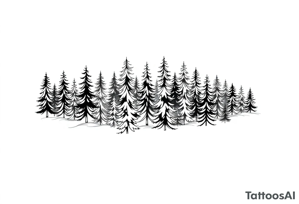 Coniferous forest tattoo sleeve black and gray tattoo idea