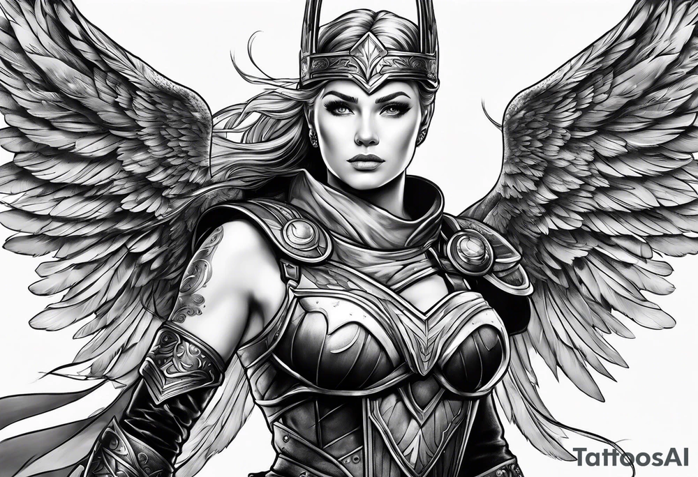 a Valkyrie in flight tattoo idea