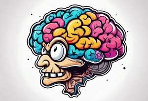 anthropomorphic brain with depression tattoo idea