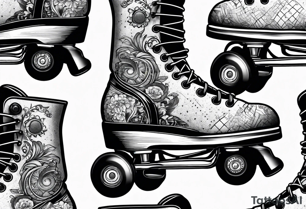 Roller skates with a speaker behind tattoo idea