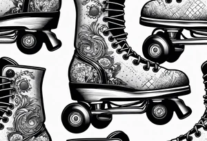 Roller skates with a speaker behind tattoo idea