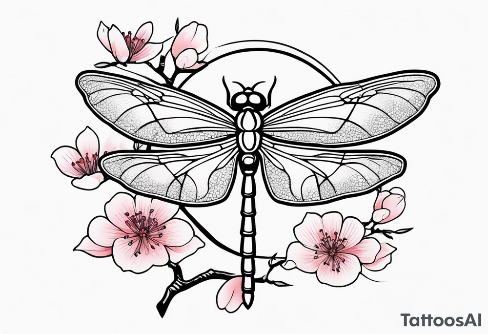 dragon fly with cherry blossoms tattoo idea