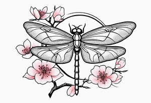 dragon fly with cherry blossoms tattoo idea
