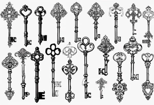 Skeleton key name tattoo idea