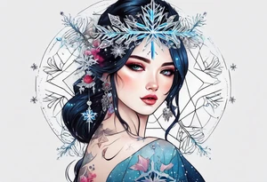 Constellation, girl, snowflake tattoo idea