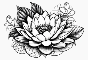 Water lily and holly berry birth flowers intertwined tattoo idea