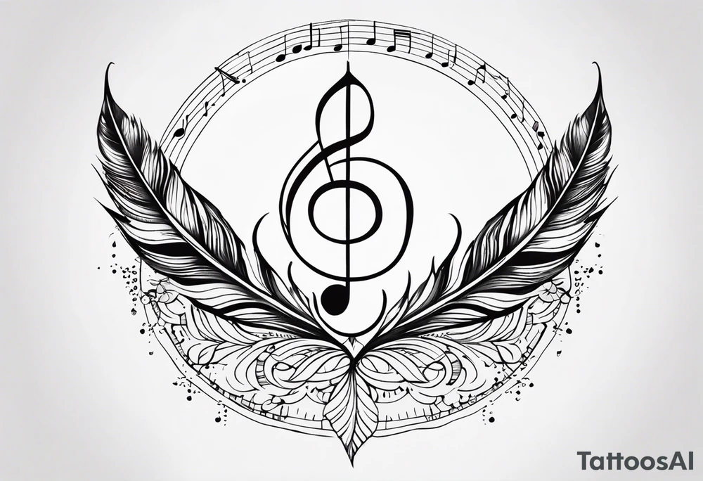 Feather Mandala tattoo with music notes tattoo idea