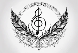 Feather Mandala tattoo with music notes tattoo idea