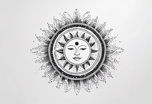 representation of the sun made of black dots tattoo idea