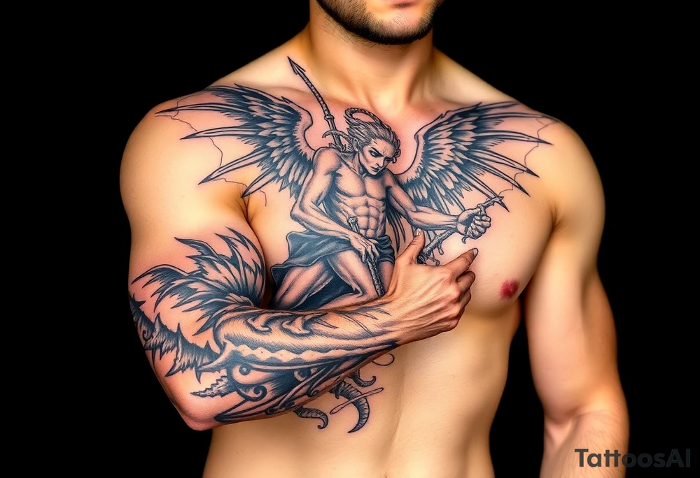 Devil, angel, hell, heaven tattoo idea