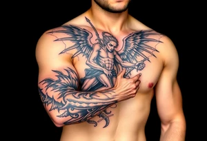 Devil, angel, hell, heaven tattoo idea
