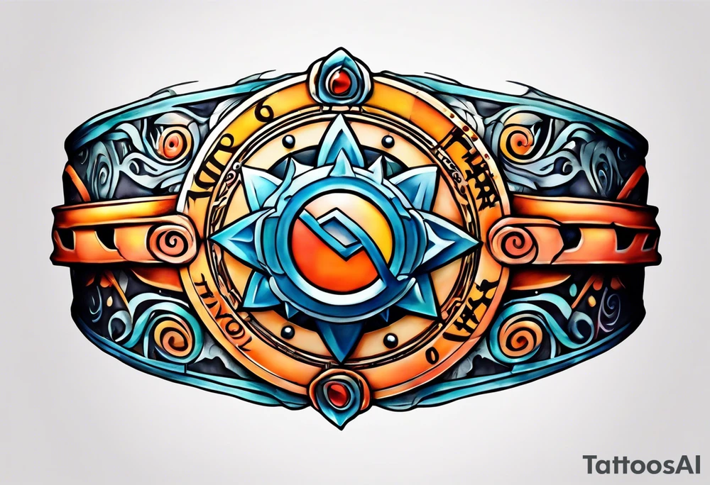 A naruto headband with the letters AR in the middle tattoo idea