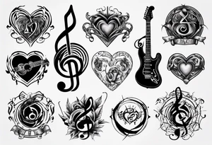 music stave hearth tattoo idea