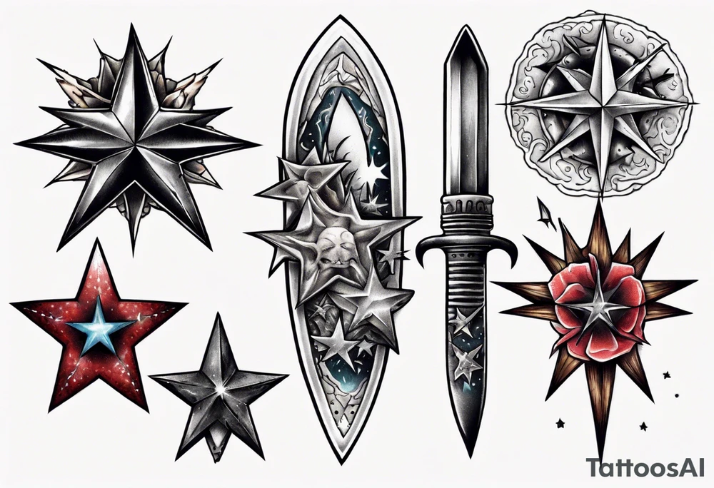 Star wounded by dagger tattoo idea