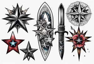 Star wounded by dagger tattoo idea