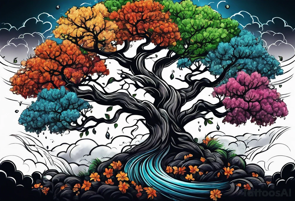 tree of life in a thunderstorm tattoo idea