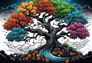 tree of life in a thunderstorm tattoo idea