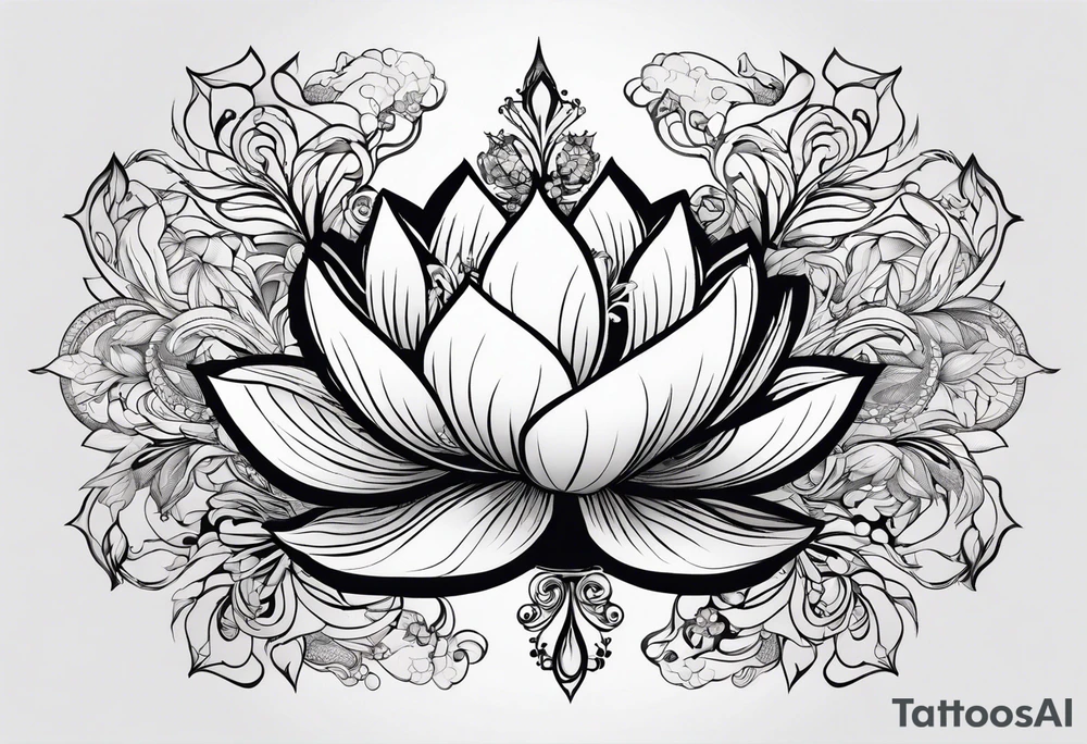 one tattoo that combines lotus flower, phoenix and helix tattoo idea