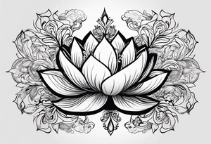 one tattoo that combines lotus flower, phoenix and helix tattoo idea