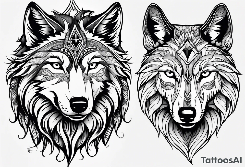 Wolf face, front on tattoo idea