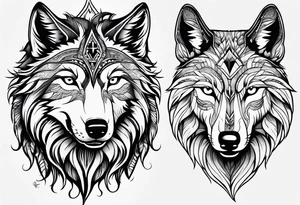 Wolf face, front on tattoo idea