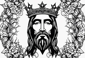 jesus rose thorn crown tattoo idea