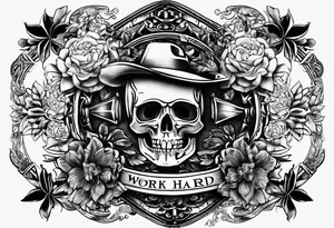 I want a tattoo containing the following two words "work hard" and "play hard". tattoo idea
