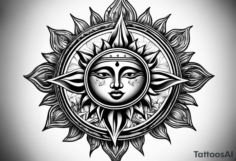 a sun with 21 ray tattoo idea