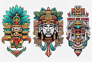Colorful simple Mayan hieroglyph tattoo idea