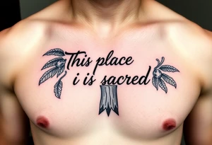 This place is sacred hand written on the trunk of a Hawaiian breadfruit tree tattoo idea