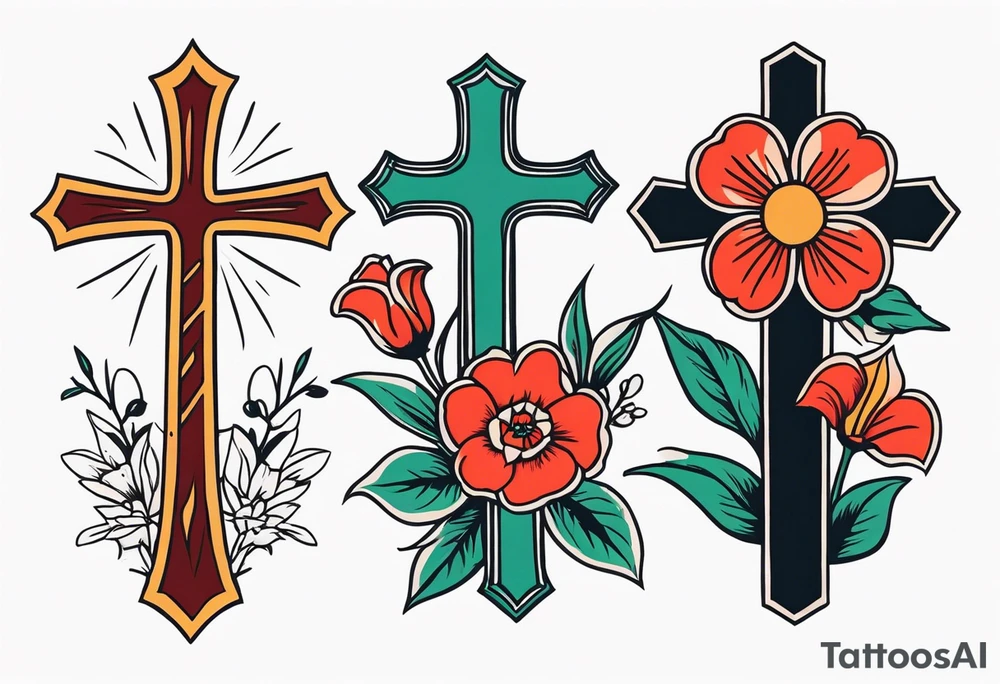 three crosses


vintage flowers
old school vintage simple traditional design 



bold color simple tattoo idea
