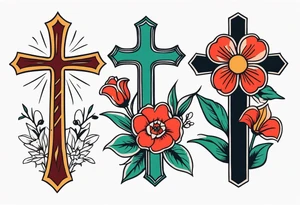 three crosses


vintage flowers
old school vintage simple traditional design 



bold color simple tattoo idea