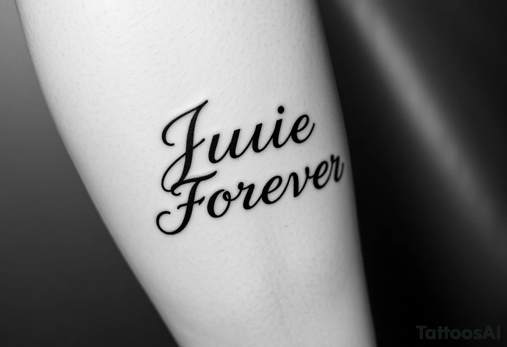 On bottom half of leg the words Julie Forever tattoo idea