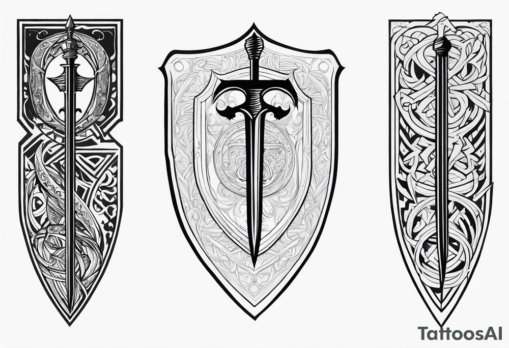 Valhalla sword shield steps tattoo idea