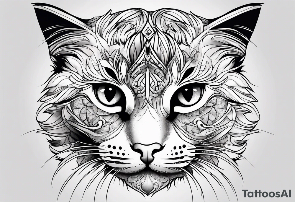 small Cat face, front on tattoo idea