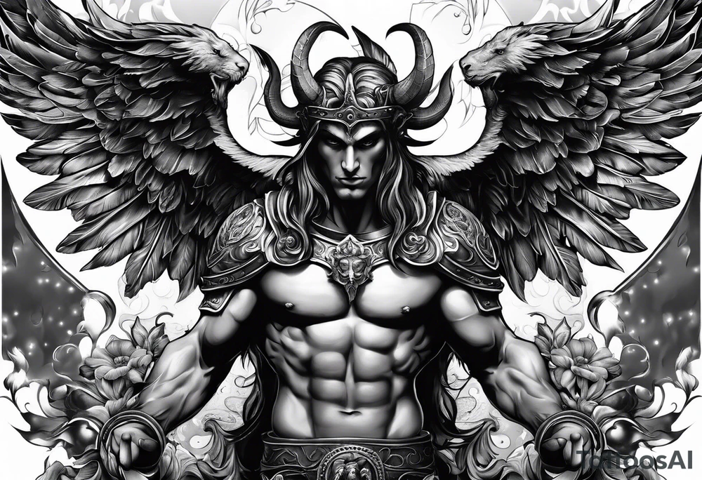Roman devil Roman angel tattoo idea