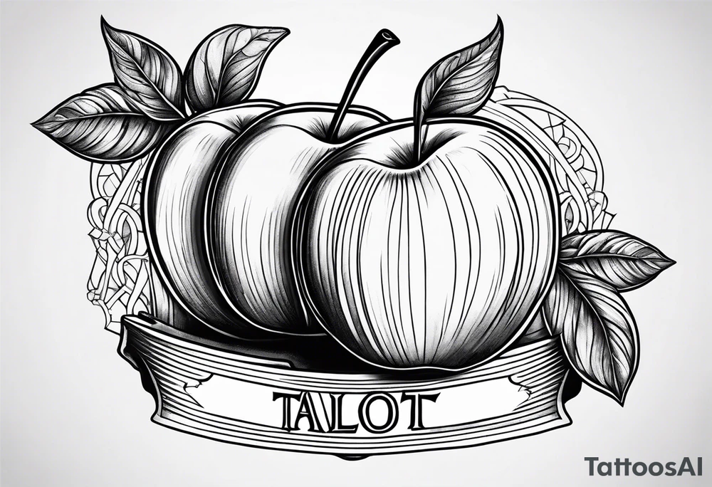 a talbot with foot on an apple tattoo idea