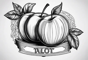 a talbot with foot on an apple tattoo idea