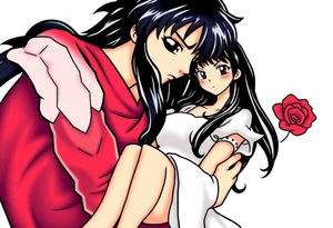 Please create an Inuyasha and Kagome 
tattoo where inuyasha is holding kagome tattoo idea