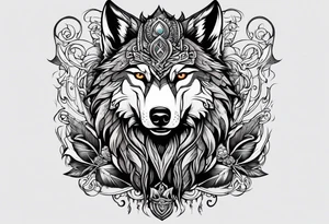 Viking wolf and crow tattoo idea