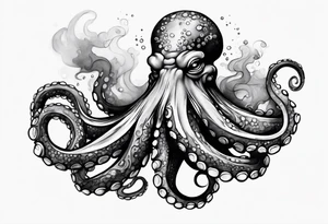 Octopus smoking cigar tattoo idea