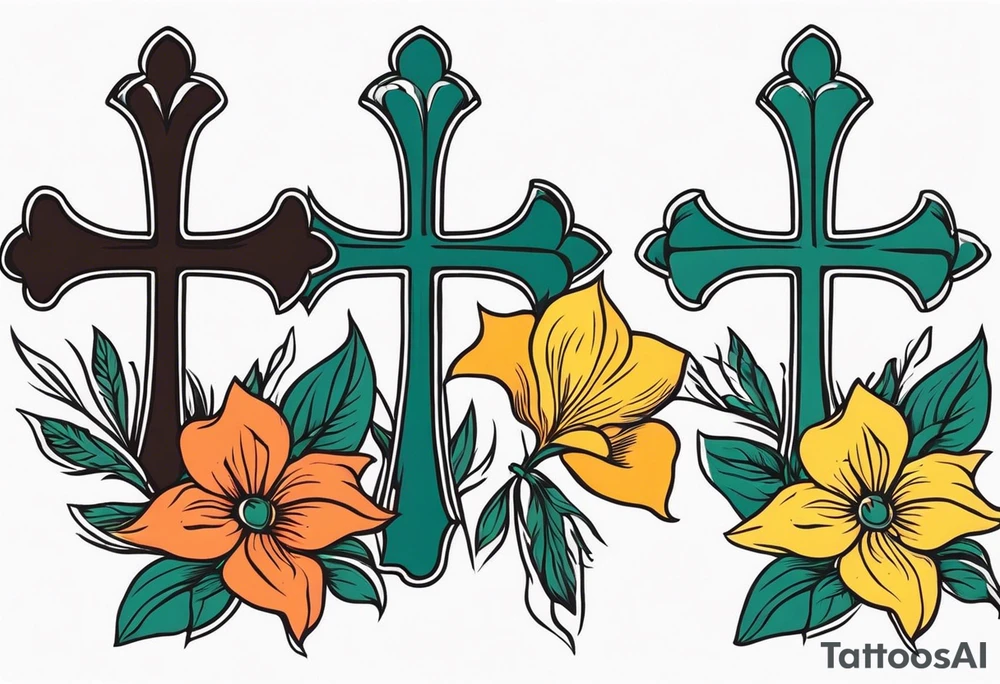 three crosses


vintage flowers
old school vintage simple traditional design 



bold color simple tattoo idea
