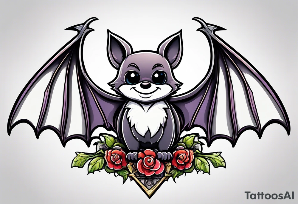 cartoon bat in style of disney, in memory of tattoo idea