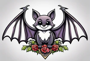 cartoon bat in style of disney, in memory of tattoo idea