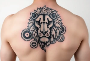 Lion made of gears tattoo idea